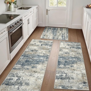GENIMO Kitchen Rugs, Large Washable Non Slip Kitchen Mats for Floor | 48″x72″, Green vintage abstract rug, soft faux cashmere, low pile, easy-clean for laundry, entryway, sink, farmhouse(Navy Blue)