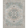 GENIMO 8×10 Washable Area Rugs for Living Room, Non Slip, Teal Ivory Rust | Large Vintage Floral Rug, Stain Resistant, Low Pile and Lightweight for Bedroom, Dining Room and Home Office