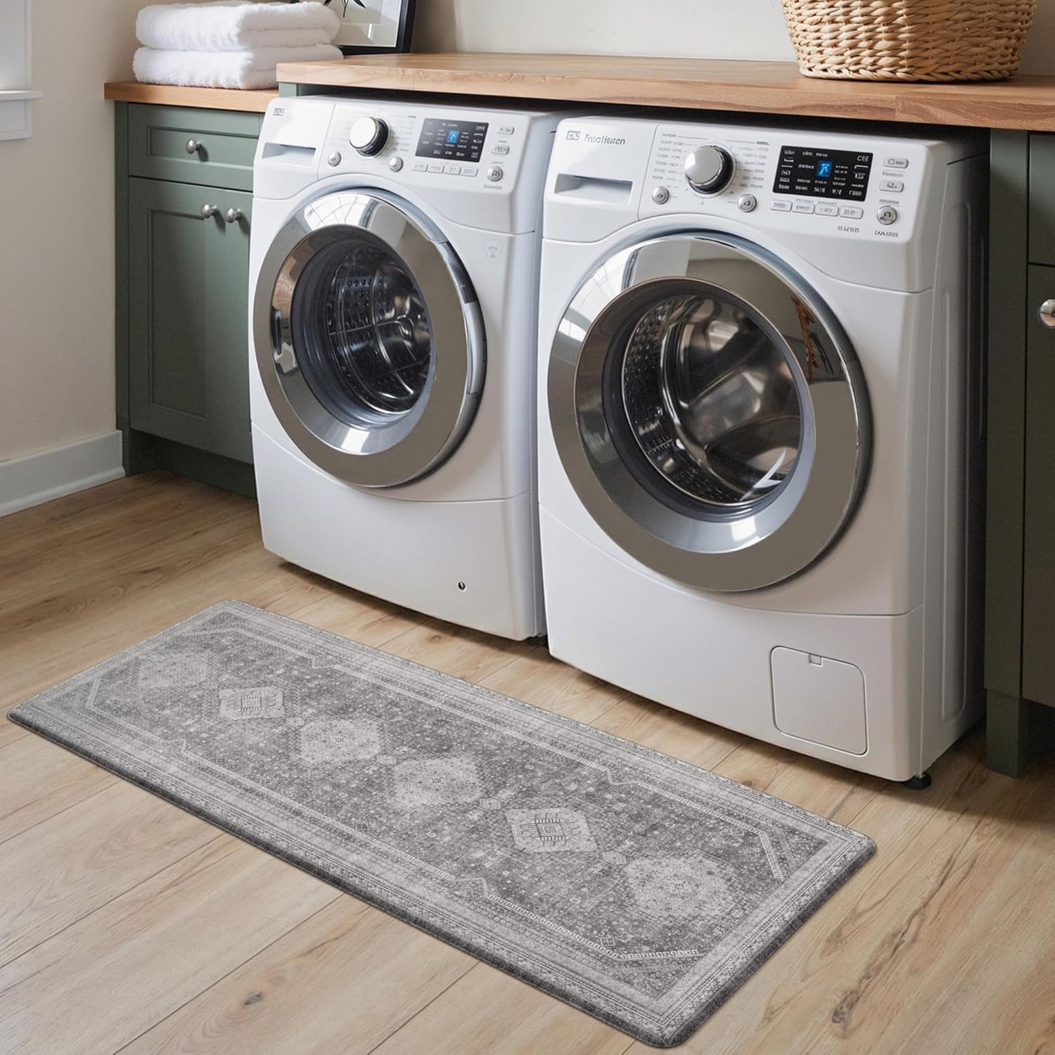 image:imageGENIMO Anti Fatigue Kitchen Mats for Floor 2PCS Standing RugsGold BlackAsh Gray