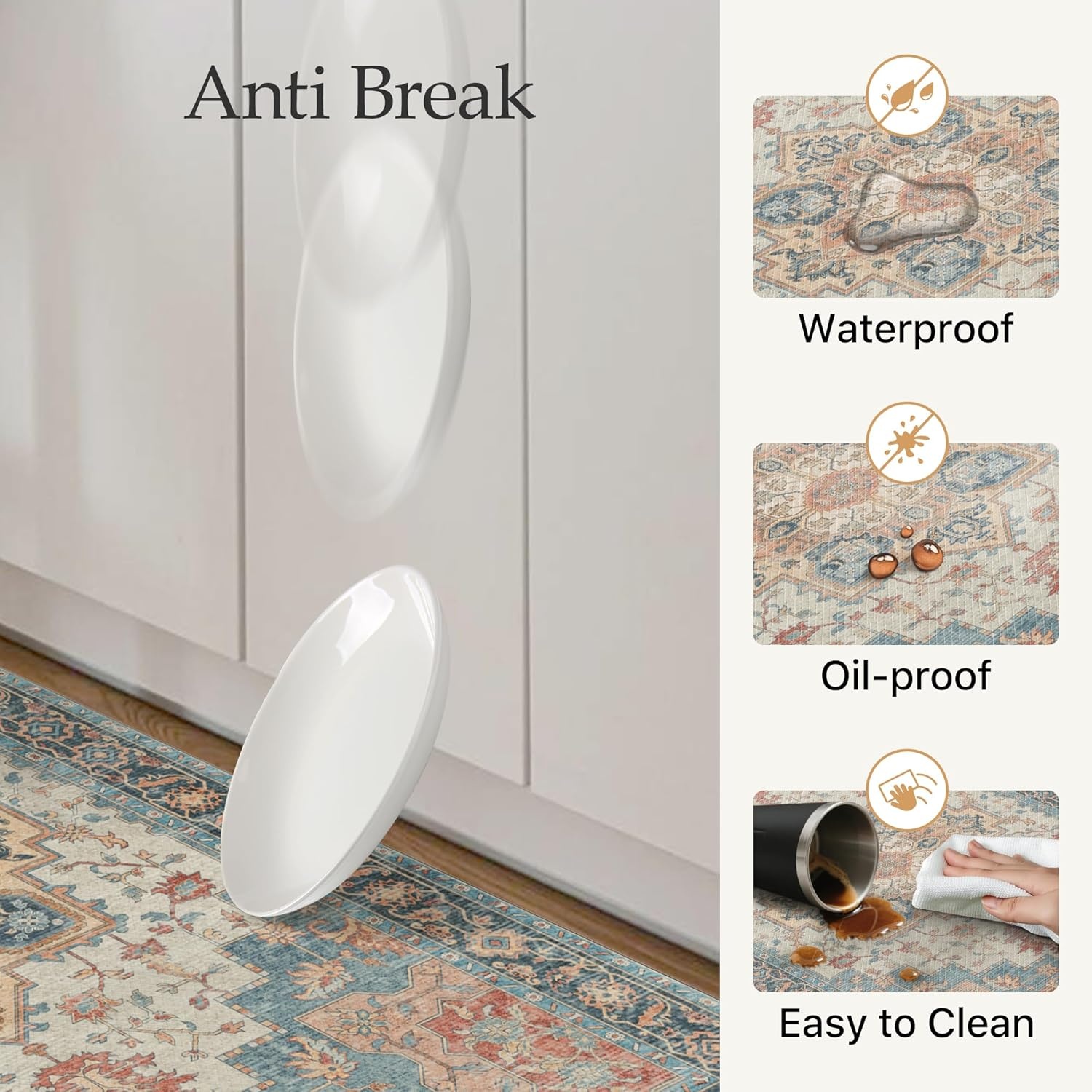 image:imageGENIMO Anti Fatigue Kitchen Mats for Floor 2PCS Standing RugsGold BlackBluesalmon