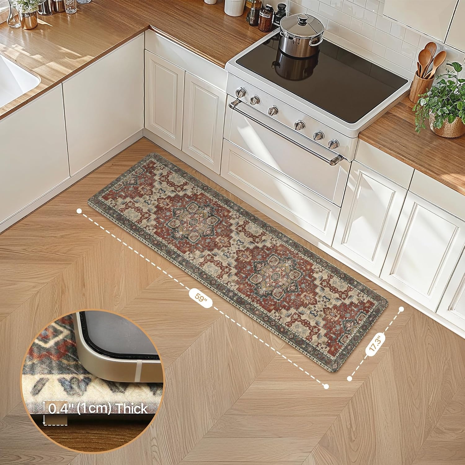 image:imageGENIMO Anti Fatigue Kitchen Mats for Floor 2PCS Standing RugsGold BlackBordeaux Red