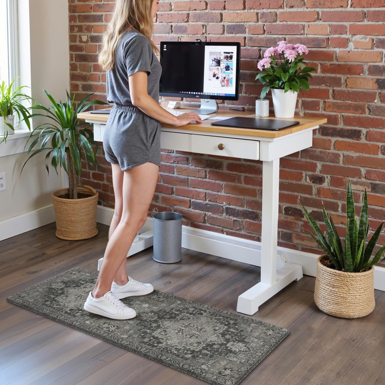 image:imageGENIMO Anti Fatigue Kitchen Mats for Floor 2PCS Standing RugsGold BlackDark Gray