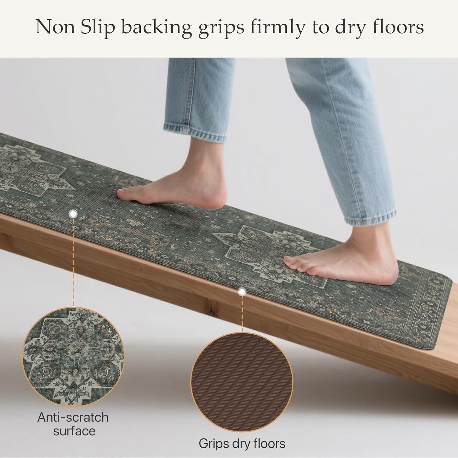 image:imageGENIMO Anti Fatigue Kitchen Mats for Floor 2PCS Standing RugsGold BlackForest Green