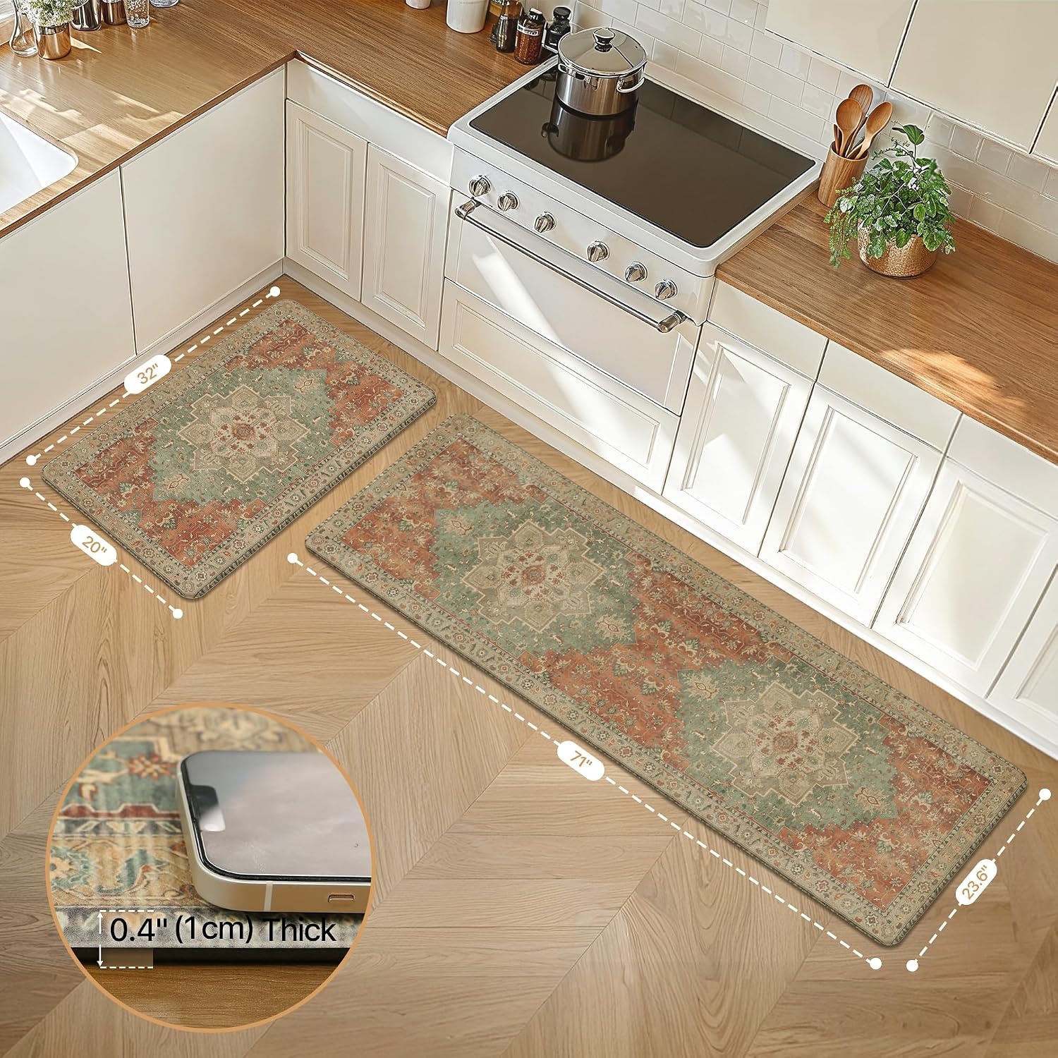 image:imageGENIMO Anti Fatigue Kitchen Mats for Floor 2PCS Standing RugsGold BlackMulti Color