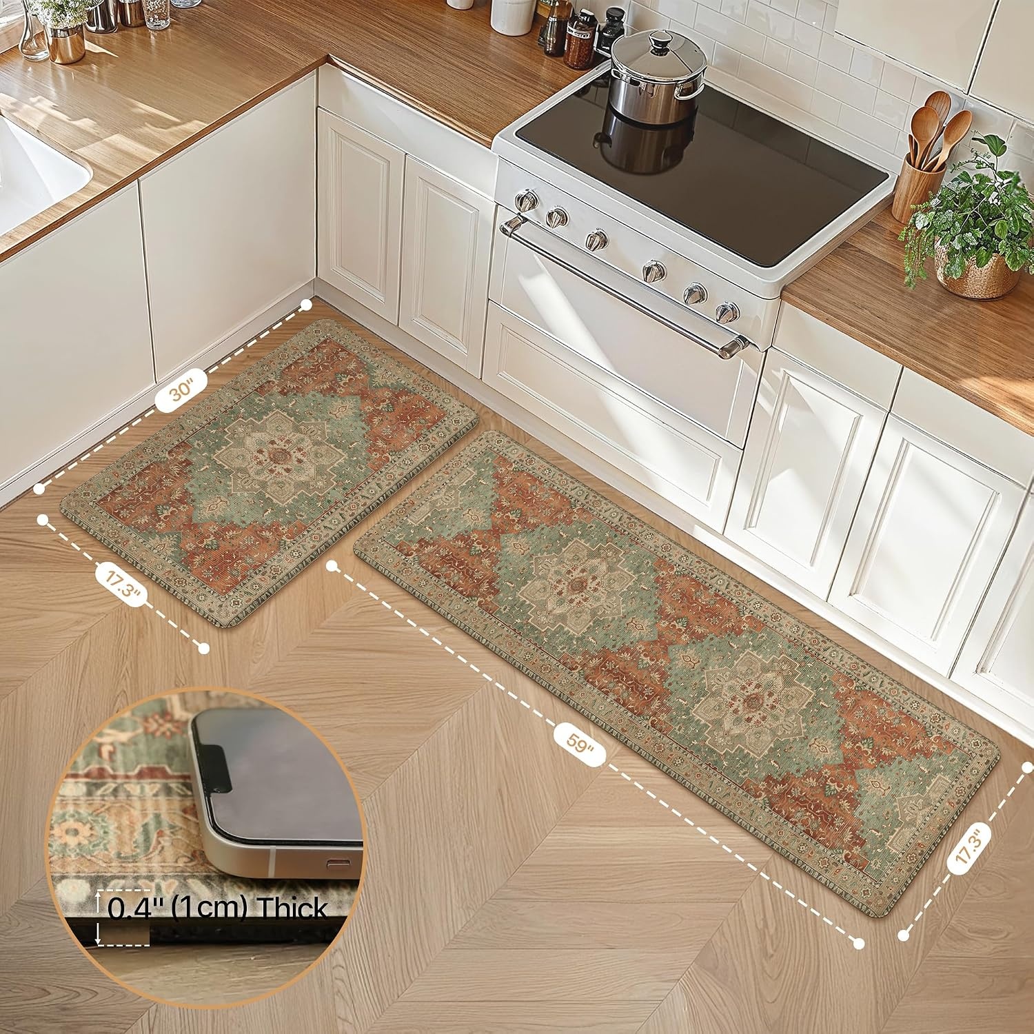 image:imageGENIMO Anti Fatigue Kitchen Mats for Floor 2PCS Standing RugsGold BlackMulti Color