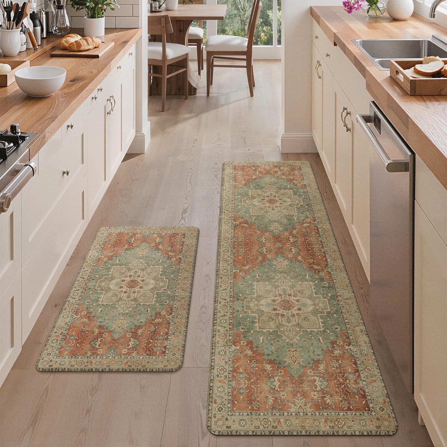 image:imageGENIMO Anti Fatigue Kitchen Mats for Floor 2PCS Standing RugsGold BlackMulti Color