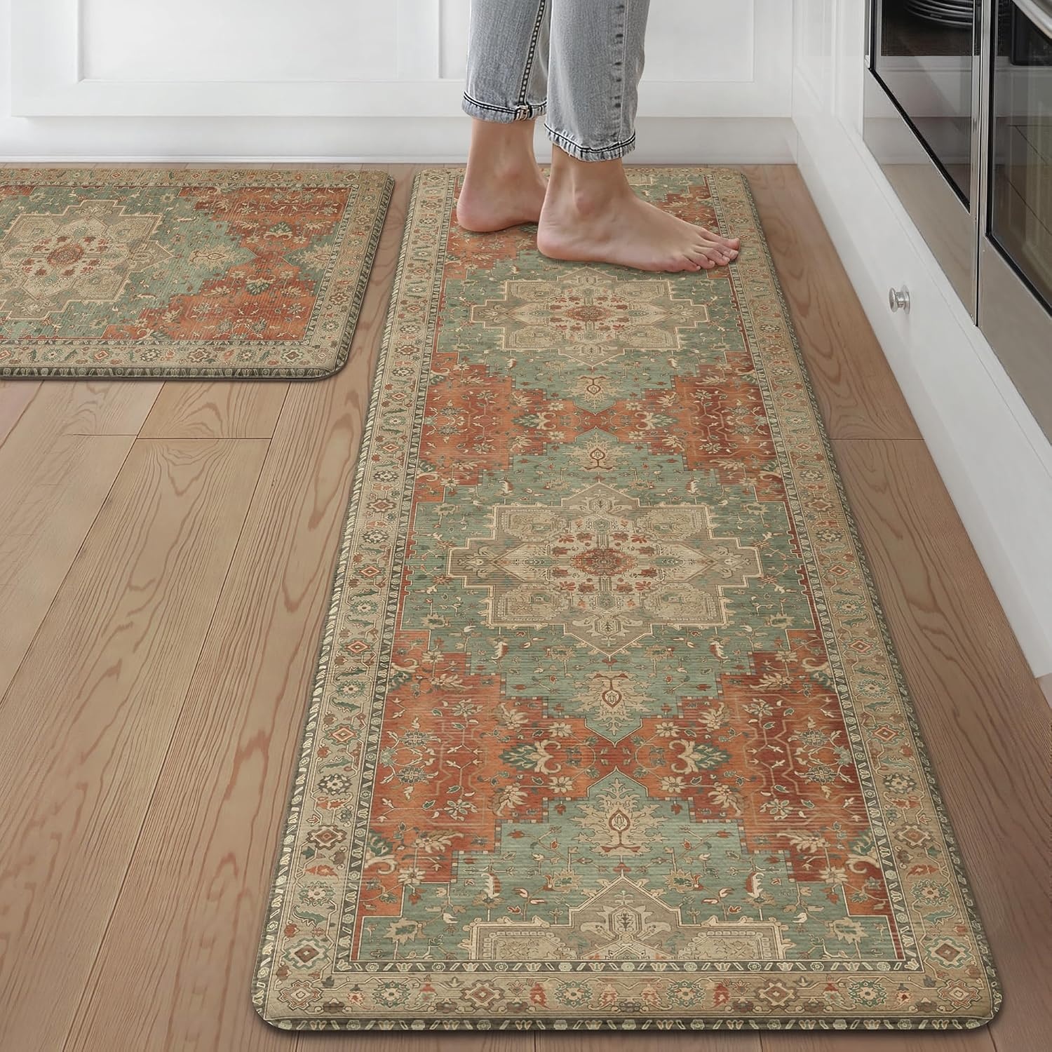 image:imageGENIMO Anti Fatigue Kitchen Mats for Floor 2PCS Standing RugsGold BlackMulti Color