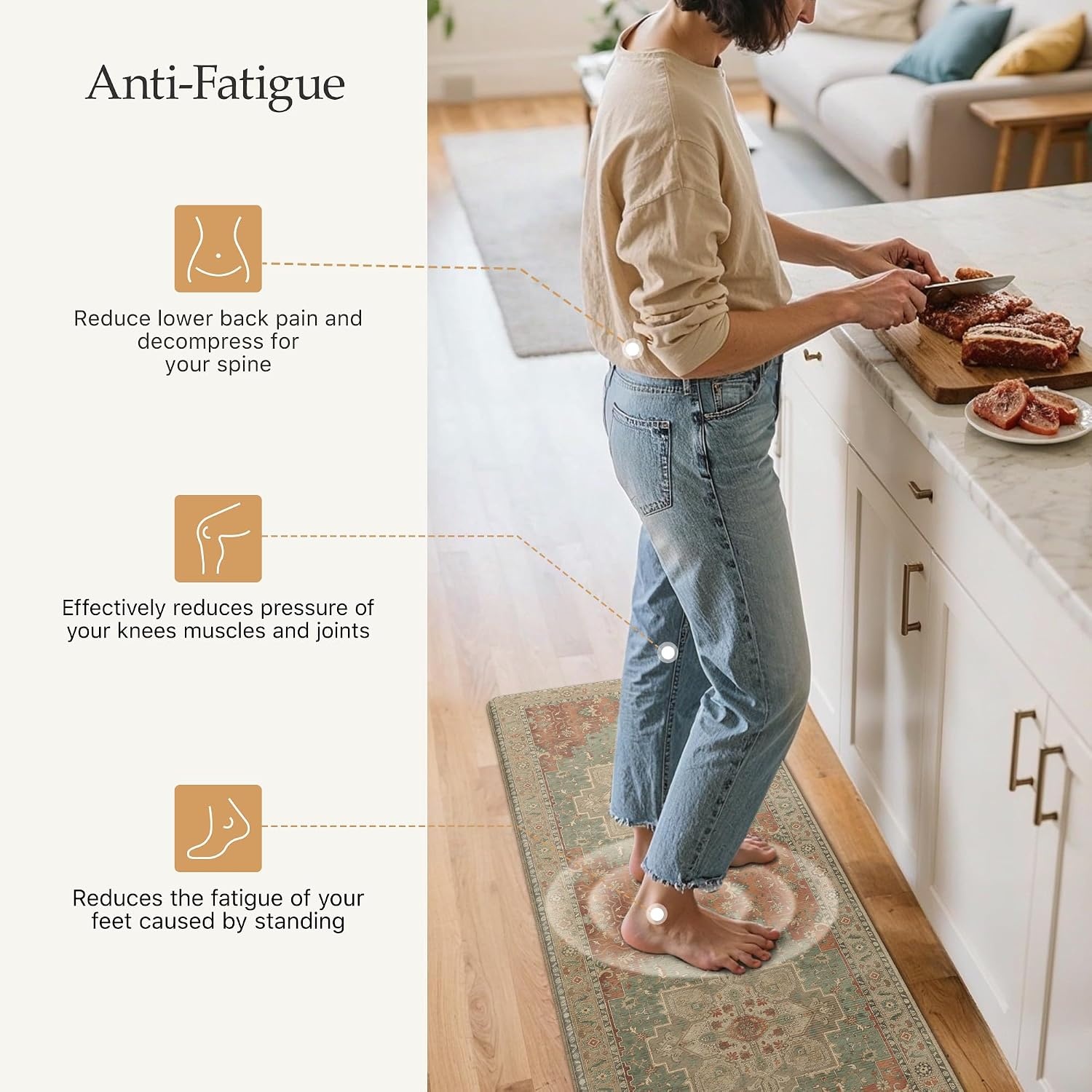 image:imageGENIMO Anti Fatigue Kitchen Mats for Floor 2PCS Standing RugsGold BlackMulti Color