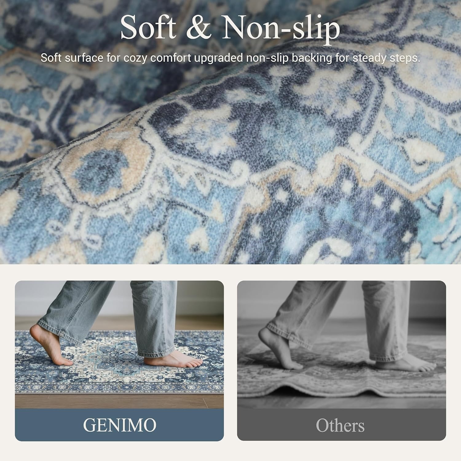 image:imageGENIMO Anti Fatigue Kitchen Mats for Floor 2PCS Standing RugsGold BlackNavy Blue
