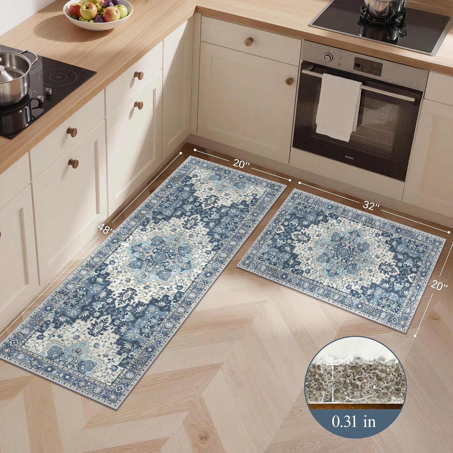 image:imageGENIMO Anti Fatigue Kitchen Mats for Floor 2PCS Standing RugsGold BlackNavy Blue