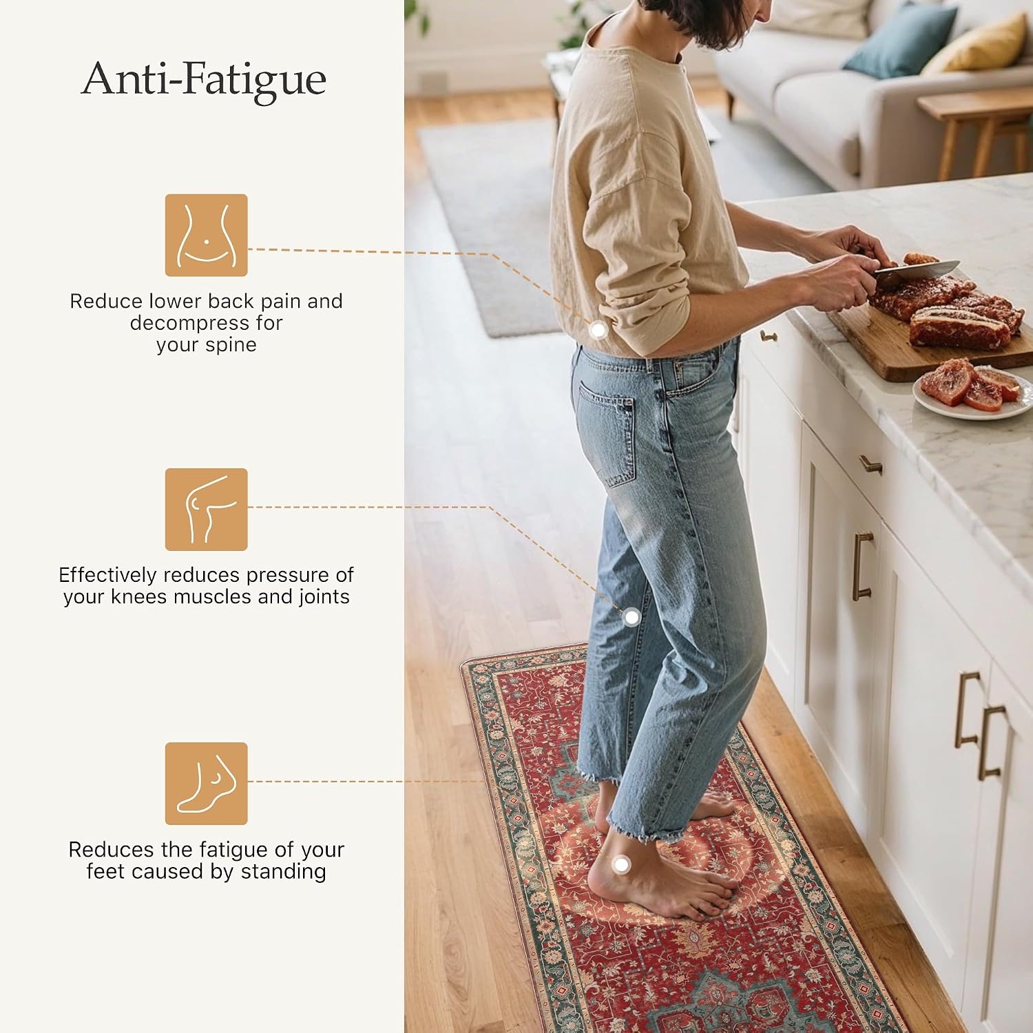 image:imageGENIMO Anti Fatigue Kitchen Mats for Floor 2PCS Standing RugsGold BlackNew Christmas Red