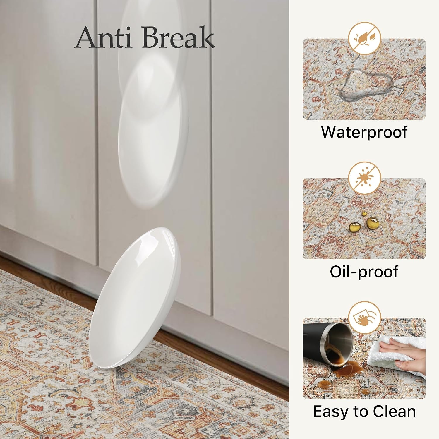 image:imageGENIMO Anti Fatigue Kitchen Mats for Floor 2PCS Standing RugsGold BlackOrangebrown