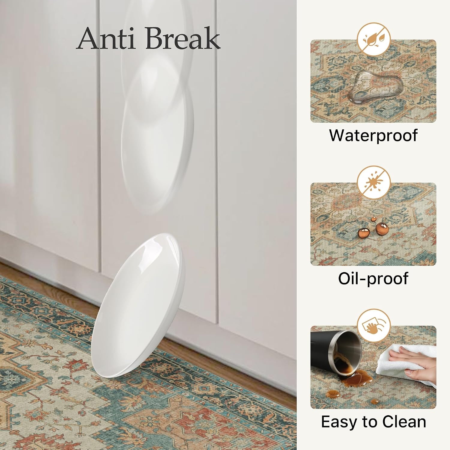 image:imageGENIMO Anti Fatigue Kitchen Mats for Floor 2PCS Standing RugsGold BlackPeach