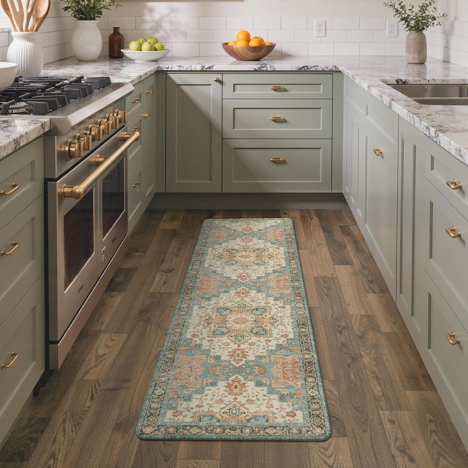 image:imageGENIMO Anti Fatigue Kitchen Mats for Floor 2PCS Standing RugsGold BlackPeach