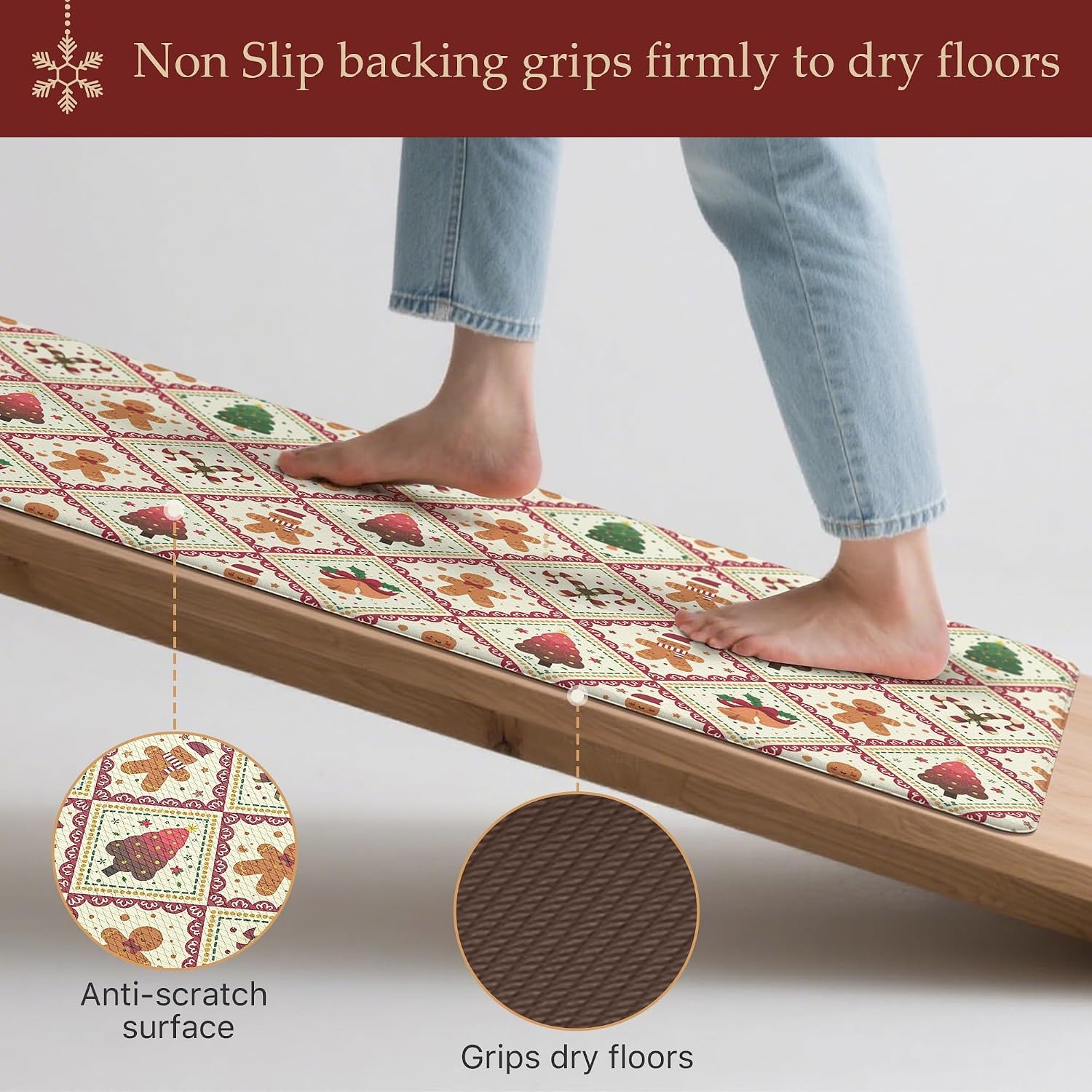 image:imageGENIMO Anti Fatigue Kitchen Mats for Floor 2PCS Standing RugsGold BlackRed Beige