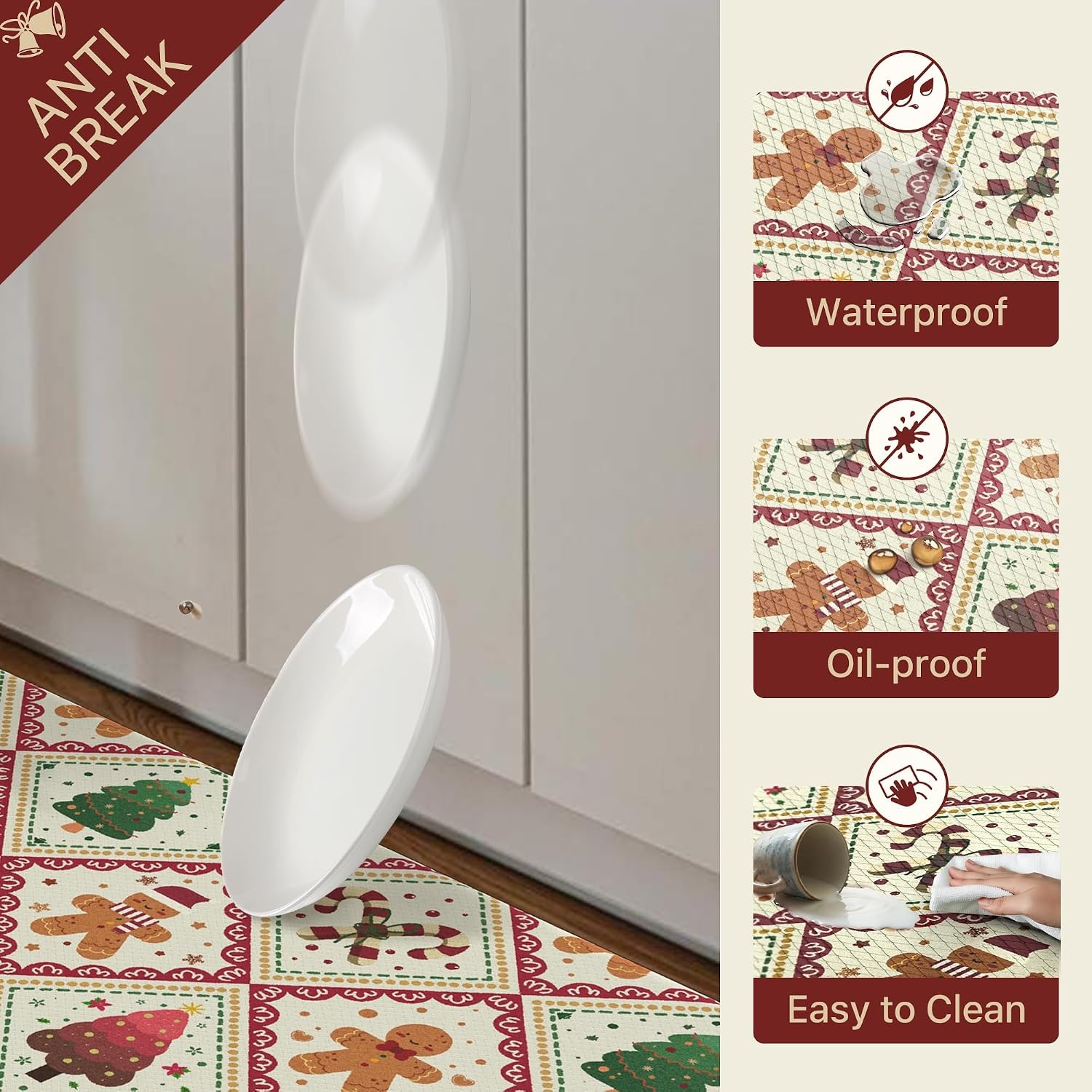 image:imageGENIMO Anti Fatigue Kitchen Mats for Floor 2PCS Standing RugsGold BlackRed Beige