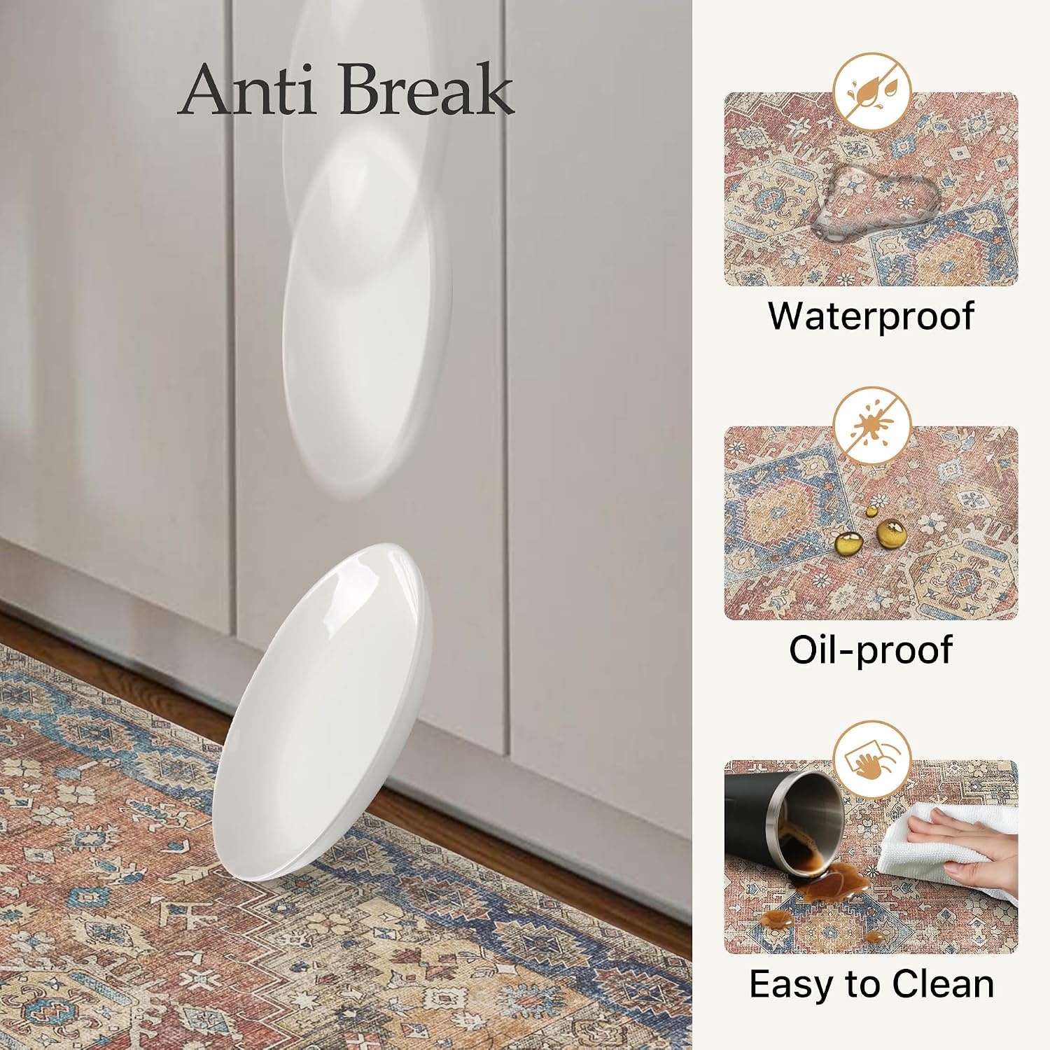 image:imageGENIMO Anti Fatigue Kitchen Mats for Floor 2PCS Standing RugsGold BlackRetrobrick