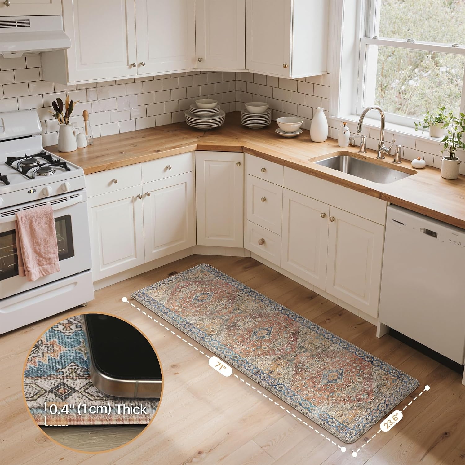 image:imageGENIMO Anti Fatigue Kitchen Mats for Floor 2PCS Standing RugsGold BlackRetrobrick