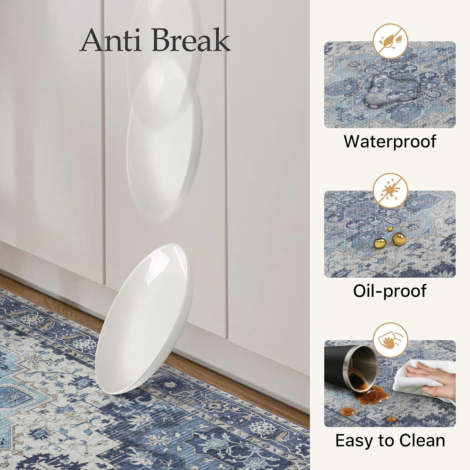 image:imageGENIMO Anti Fatigue Kitchen Mats for Floor 2PCS Standing RugsGold BlackSoft Blue Violet