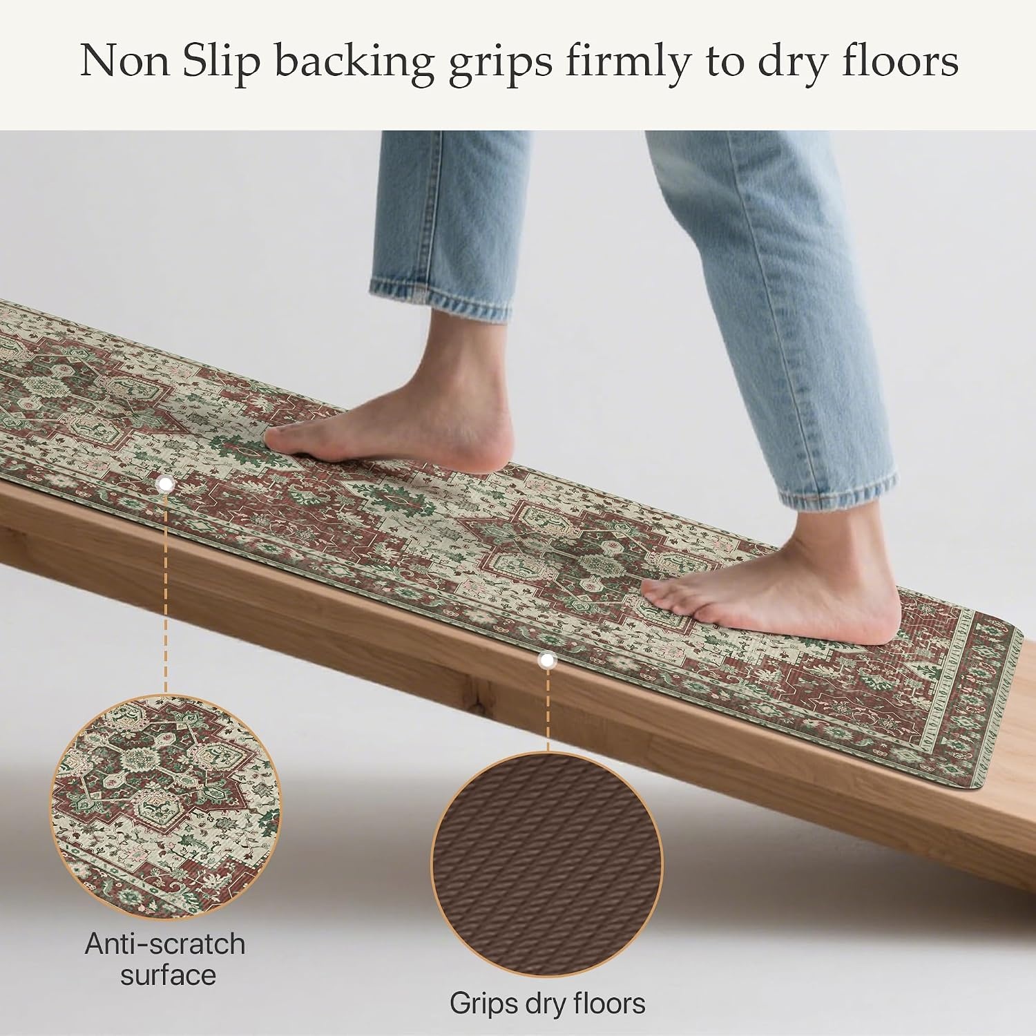 image:imageGENIMO Anti Fatigue Kitchen Mats for Floor 2PCS Standing RugsGold BlackVintage Red