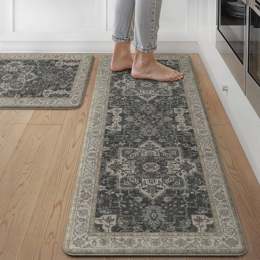 image:imageGENIMO Anti Fatigue Kitchen Mats for Floor 2PCS Standing RugsGold BlackMidnight Gold