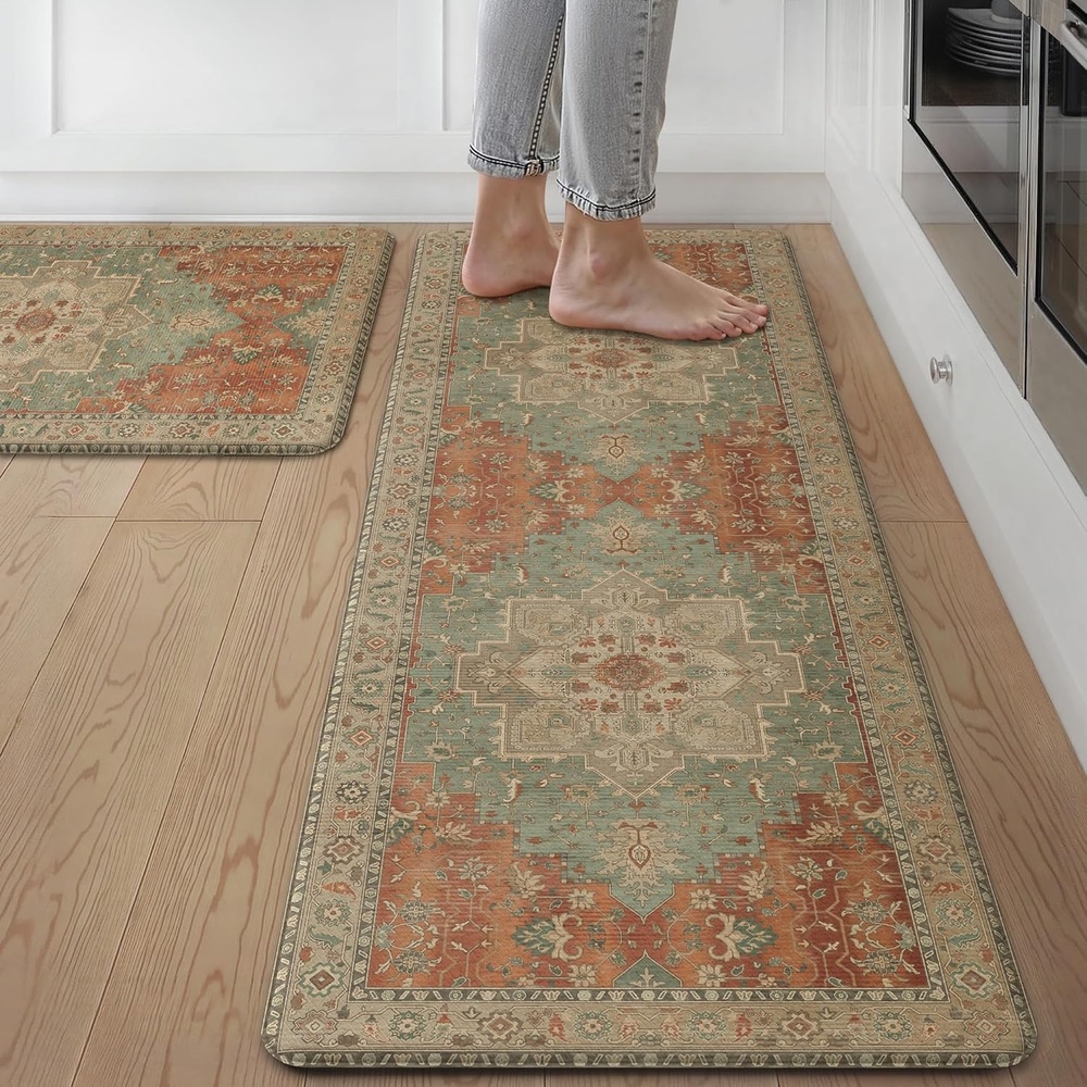 image:imageGENIMO Anti Fatigue Kitchen Mats for Floor 2PCS Standing RugsGold BlackMulti Color