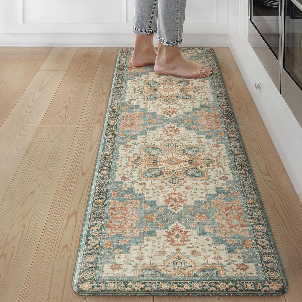 image:imageGENIMO Anti Fatigue Kitchen Mats for Floor 2PCS Standing RugsGold BlackPeach