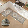 GENIMO Anti Fatigue Kitchen Mats for Floor 2PCS, Standing Rugs,Gold Black(Blue&salmon)