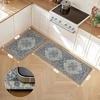 GENIMO Anti Fatigue Kitchen Mats for Floor 2PCS, Standing Rugs,Gold Black(Center Blue)