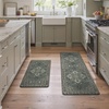 GENIMO Anti Fatigue Kitchen Mats for Floor 2PCS, Standing Rugs,Gold Black(Forest Green)