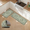 GENIMO Anti Fatigue Kitchen Mats for Floor 2PCS, Standing Rugs,Gold Black(Light Green)