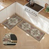 GENIMO Anti Fatigue Kitchen Mats for Floor 2PCS, Standing Rugs,Gold Black(Vintage Red)
