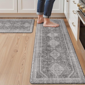 GENIMO Anti Fatigue Kitchen Mats for Floor 2PCS, Standing Rugs,Gold Black(Ash Gray)