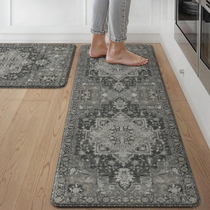 GENIMO Anti Fatigue Kitchen Mats for Floor 2PCS, Standing Rugs,Gold Black(Dark Gray)