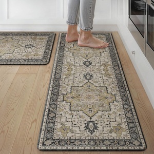 GENIMO Anti Fatigue Kitchen Mats for Floor 2PCS, Standing Rugs,Gold Black(Gold Midnight)
