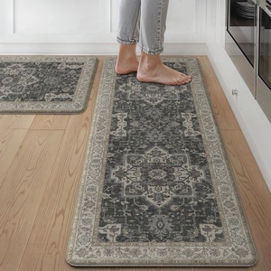 GENIMO Anti Fatigue Kitchen Mats for Floor 2PCS, Standing Rugs,Gold Black(Midnight Gold)