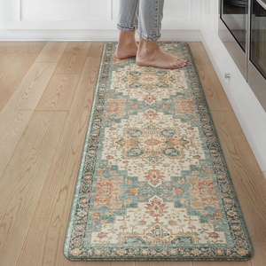 GENIMO Anti Fatigue Kitchen Mats for Floor 2PCS, Standing Rugs,Gold Black(Peach)