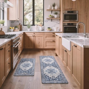 GENIMO Anti Fatigue Kitchen Mats for Floor 2PCS, Standing Rugs,Gold Black(Soft Blue Violet)