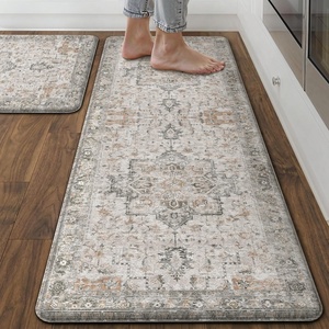 GENIMO Anti Fatigue Kitchen Mats for Floor 2PCS, Standing Rugs,Gold Black(Soft Rose Taupe)