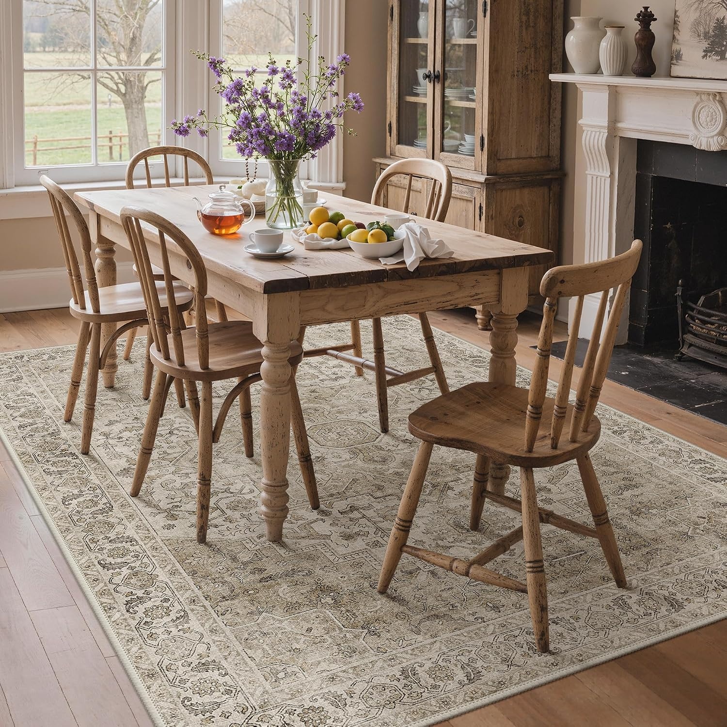 image:imageGENIMO 8x10 Washable Area Rugs for Living Room Non Slip Cream Brown