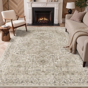 GENIMO 8×10 Washable Area Rugs for Living Room, Non Slip, Cream Brown
