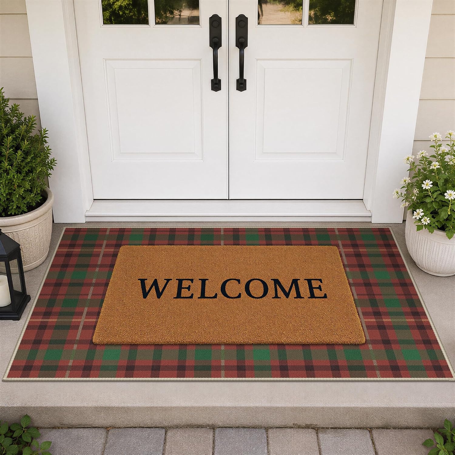 image:imageGENIMO 3x5 Outdoor Rug Washable for Porch and Entryway Sage GreenBrick Olive