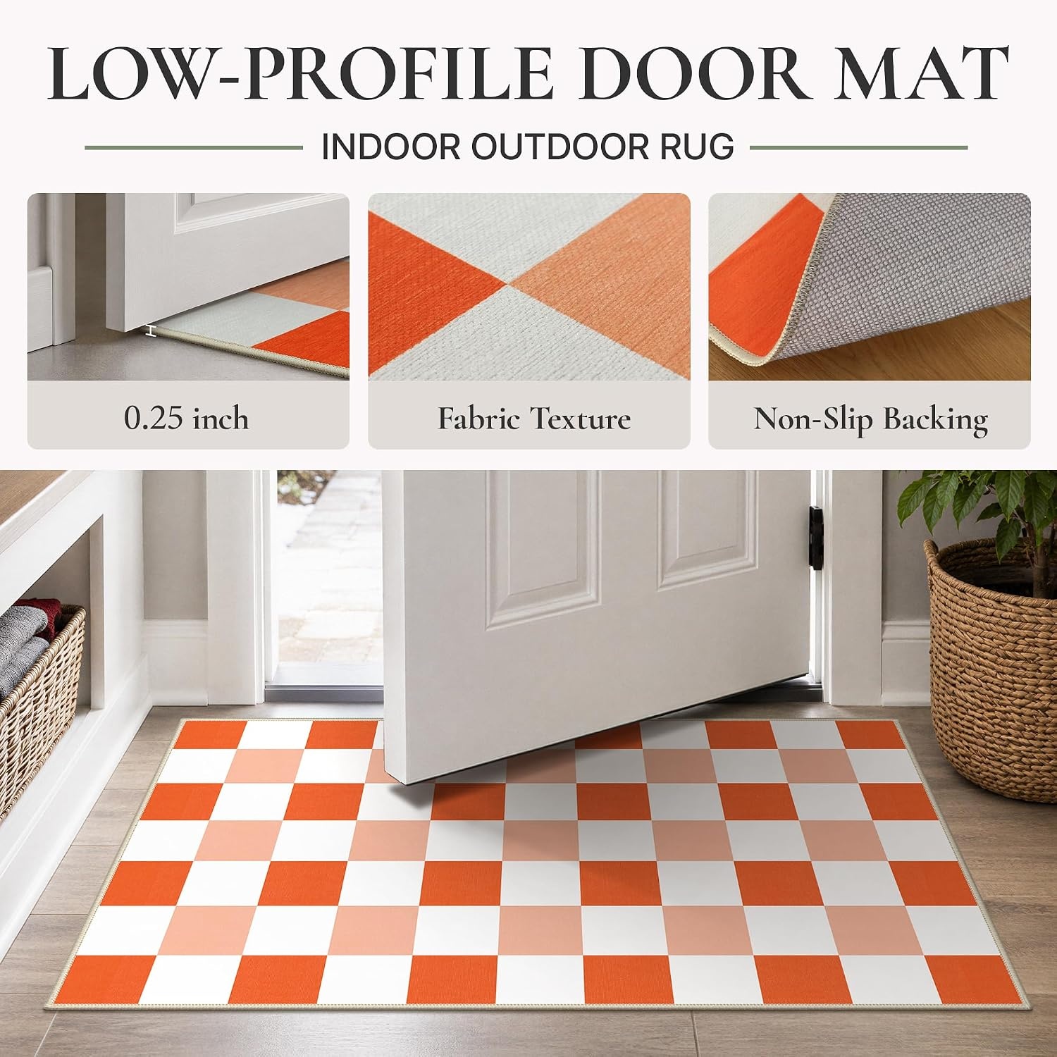 image:imageGENIMO 3x5 Outdoor Rug Washable for Porch and Entryway Sage GreenBurnt Pumpkin