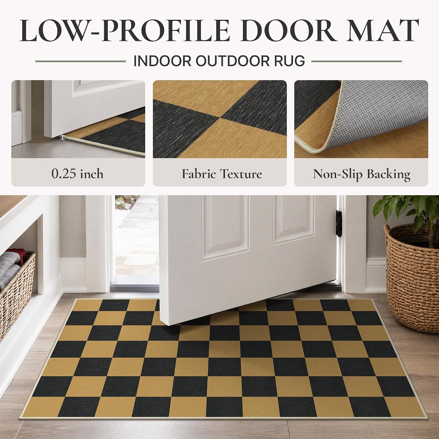 image:imageGENIMO 3x5 Outdoor Rug Washable for Porch and Entryway Sage GreenLight Khaki