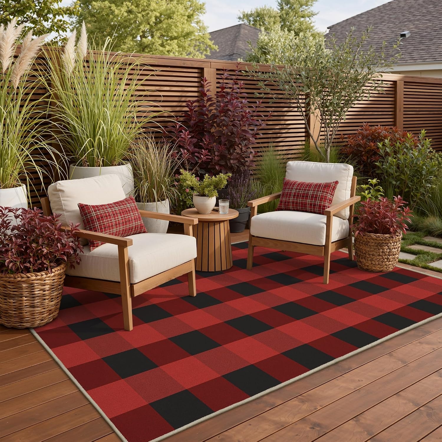 image:imageGENIMO 3x5 Outdoor Rug Washable for Porch and Entryway Sage GreenRustic Black