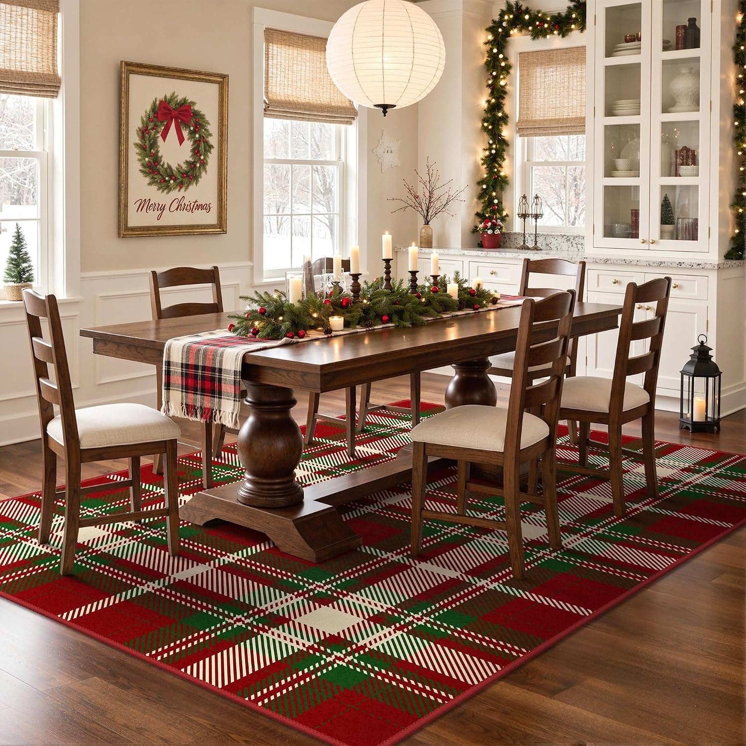image:imageGENIMO 6x9 Christmas Washable Area Rug for Living Room Ivy Red PlaidIvy Red Plaid