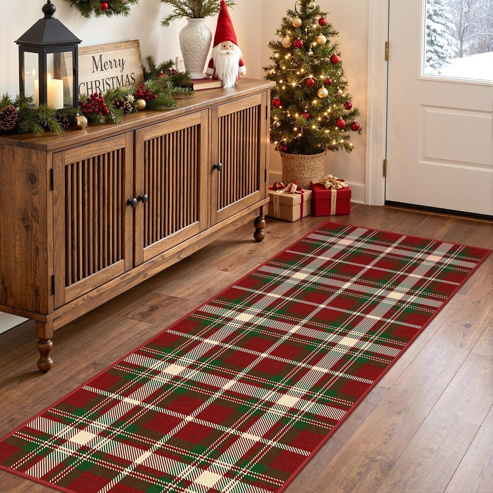 image:imageGENIMO 6x9 Christmas Washable Area Rug for Living Room Ivy Red PlaidIvy Red Plaid