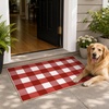 GENIMO 3×5 Outdoor Rug, Washable for Porch and Entryway, Sage Green(Bright Red)