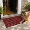 GENIMO 3×5 Outdoor Rug, Washable for Porch and Entryway, Sage Green(Classic Red)