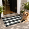 GENIMO 3×5 Outdoor Rug, Washable for Porch and Entryway, Sage Green(Jet Black)